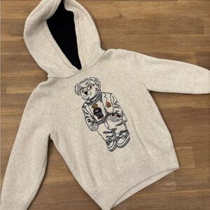 Polo boys light gray hoodie with Polo bear crochet crew